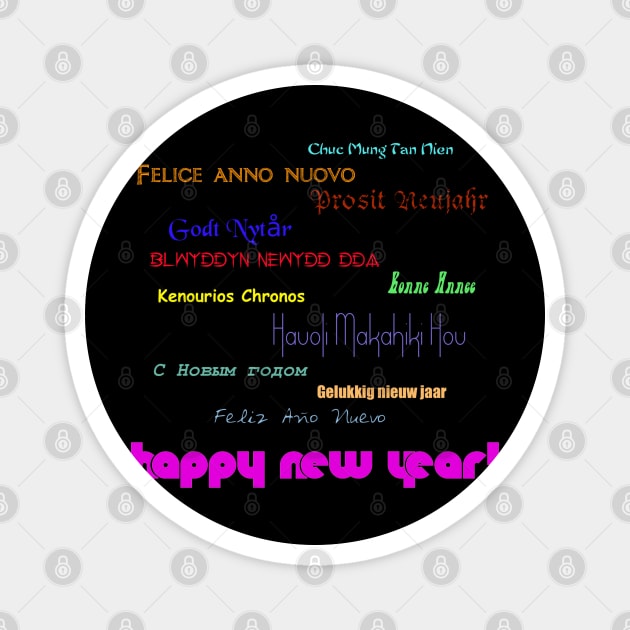 Happy New Year in Many Languages Magnet by HolidayBug